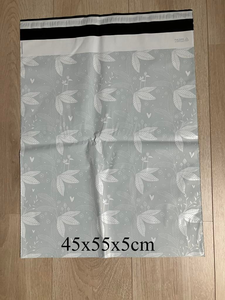 5 verzendzakken groen/grijs met witte veertjes, Ophalen of Verzenden, Nieuw