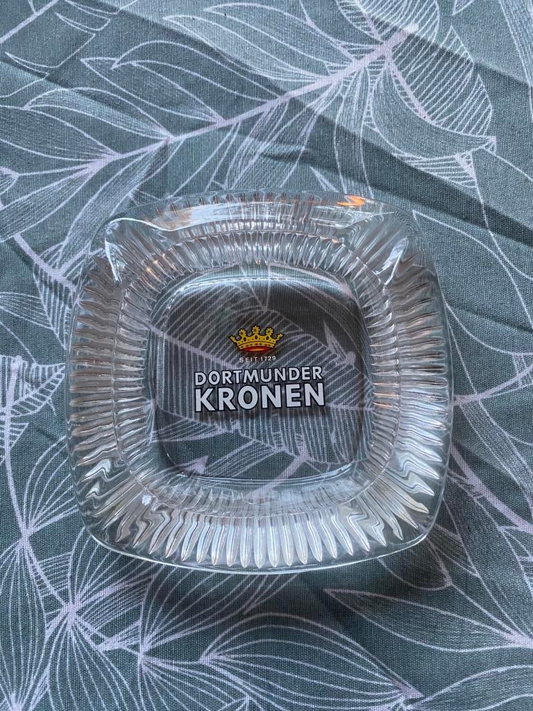 Dortmunder Kronen Bier vintage reclame asbak glas, Ophalen of Verzenden, Zo goed als nieuw, Asbak
