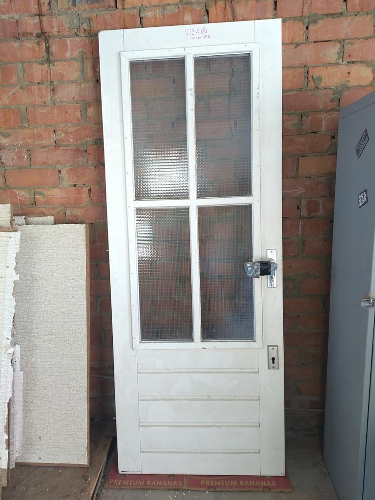 HARDHOUTEN BUITENDEUR 212 x 82, Doe-het-zelf en Verbouw, Deuren en Horren, Buitendeur, 200 tot 215 cm, Glas, Ophalen of Verzenden