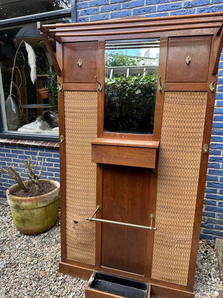 Vintage kapstok meubel met spiegel, Ophalen, Gebruikt, Overige typen, 150 tot 200 cm