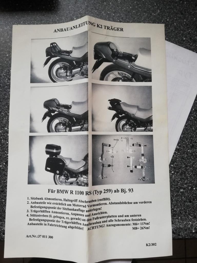 Montage Set K2 Kofferset BMW R1100RS, NIEUW, Motoren, Onderdelen | BMW, Ophalen of Verzenden, Nieuw