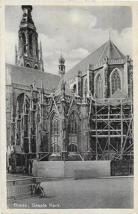 AK Breda - Groote Kerk, fietsenstalling, Verzenden, 1940 tot 1960, Gelopen, Noord-Brabant