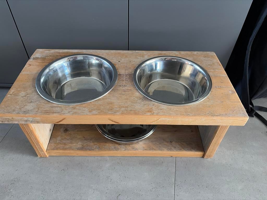 Houten standaard voor honden bakken, Dieren en Toebehoren, Hondenvoerbakken en Drinkbakken, Ophalen, Gebruikt