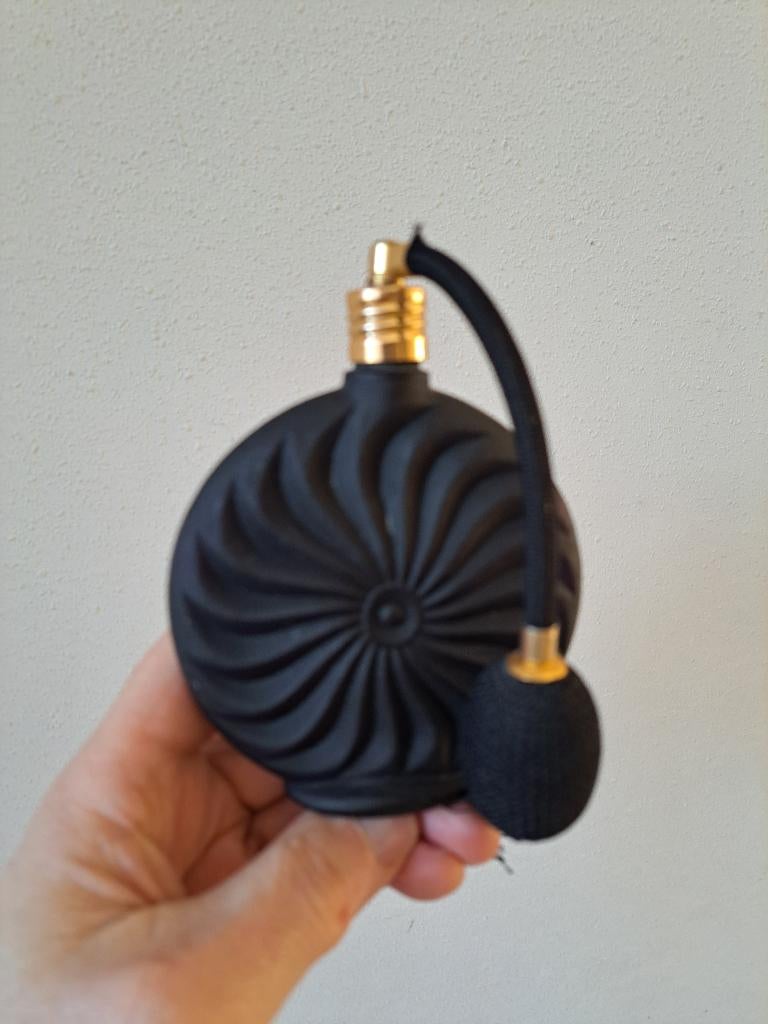 Parfumfles met verstuiver jaren 70, glas 10x6x14cm, Ophalen of Verzenden, Zo goed als nieuw, Parfumfles