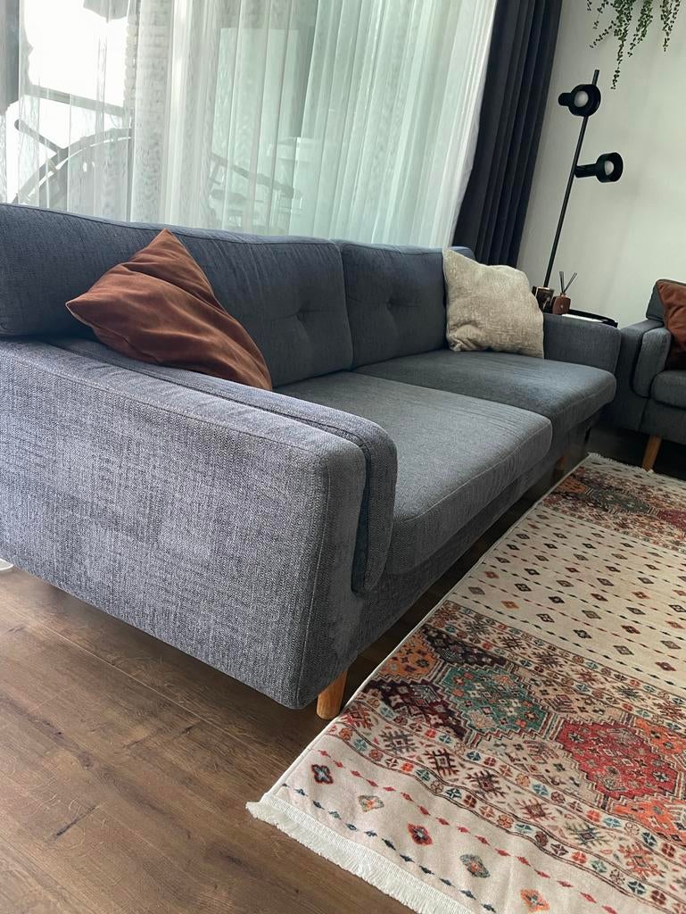 Scandinavische bankenset - 3-zits + 2-zits - antraciet, Ophalen, Gebruikt, Rechte bank, Stof