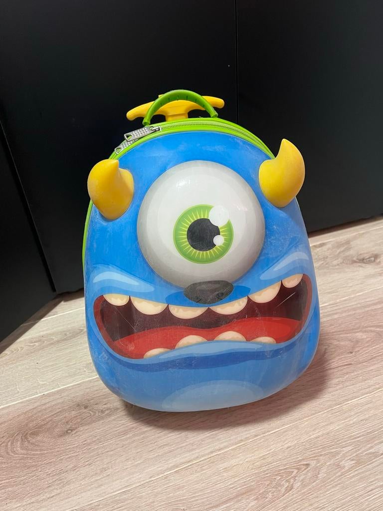 Leuke Kinder Reiskoffer - Monster Design, Sieraden, Tassen en Uiterlijk, Koffers, Ophalen of Verzenden, Zo goed als nieuw, Wieltjes