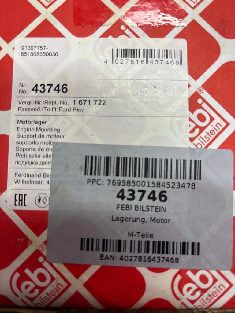 Nieuwe Febi Bilstein Motorlager Ford Pkw 43746, Ophalen of Verzenden, Nieuw, Ford