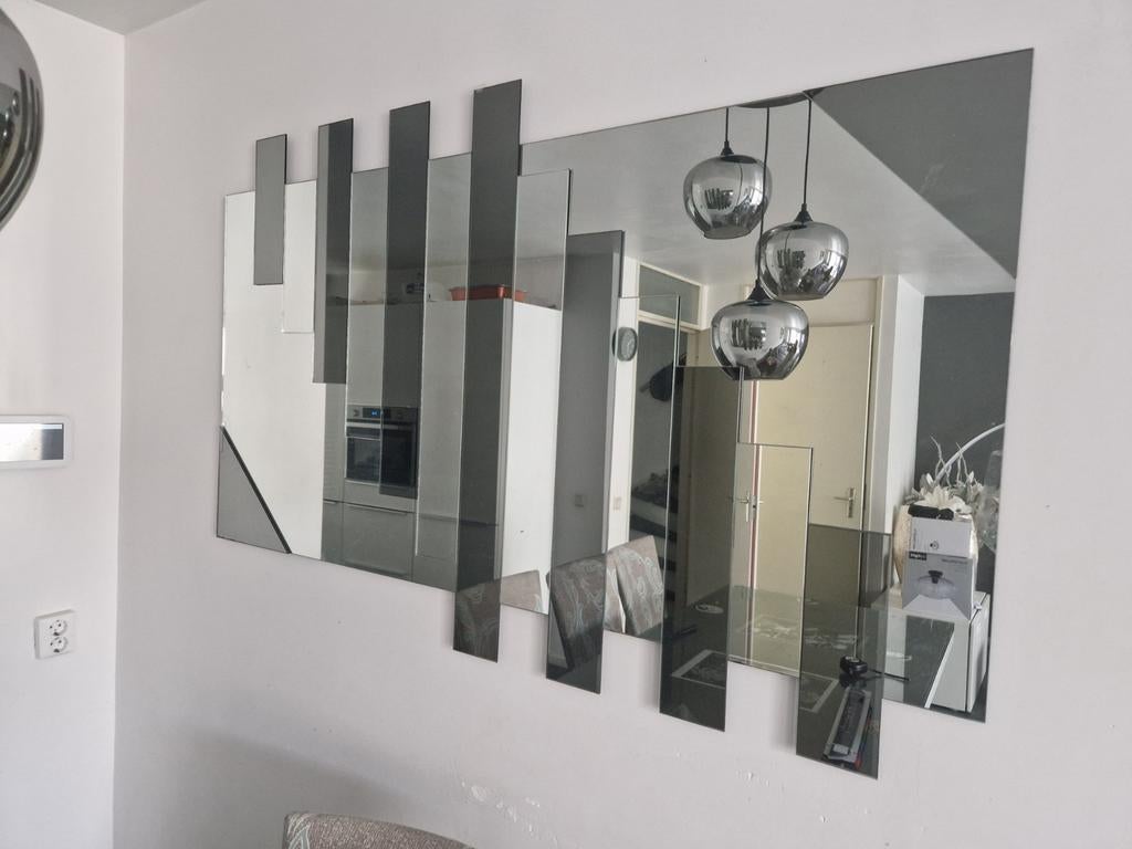 Spiegel met grijs smoke glas, Ophalen, 125 cm of meer, Zo goed als nieuw, Minder dan 100 cm