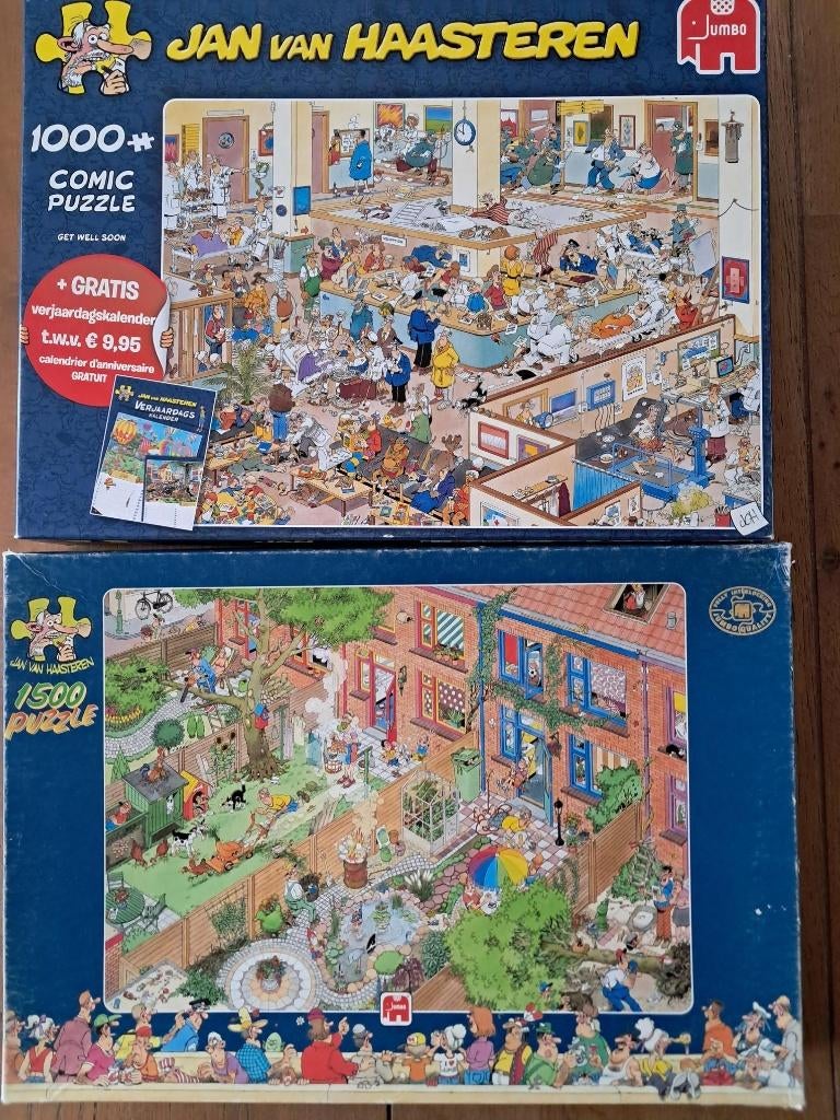 Puzzels   Jan van Haasteren 1x 1000 stukje 1x 1500 stukjes, Ophalen of Verzenden, 500 t/m 1500 stukjes, Zo goed als nieuw, Legpuzzel