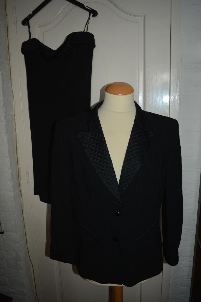 Escada, exclusief strapless jurk met colbert, maat M, Maat 38/40 (M), Overige typen, Zwart, Escada