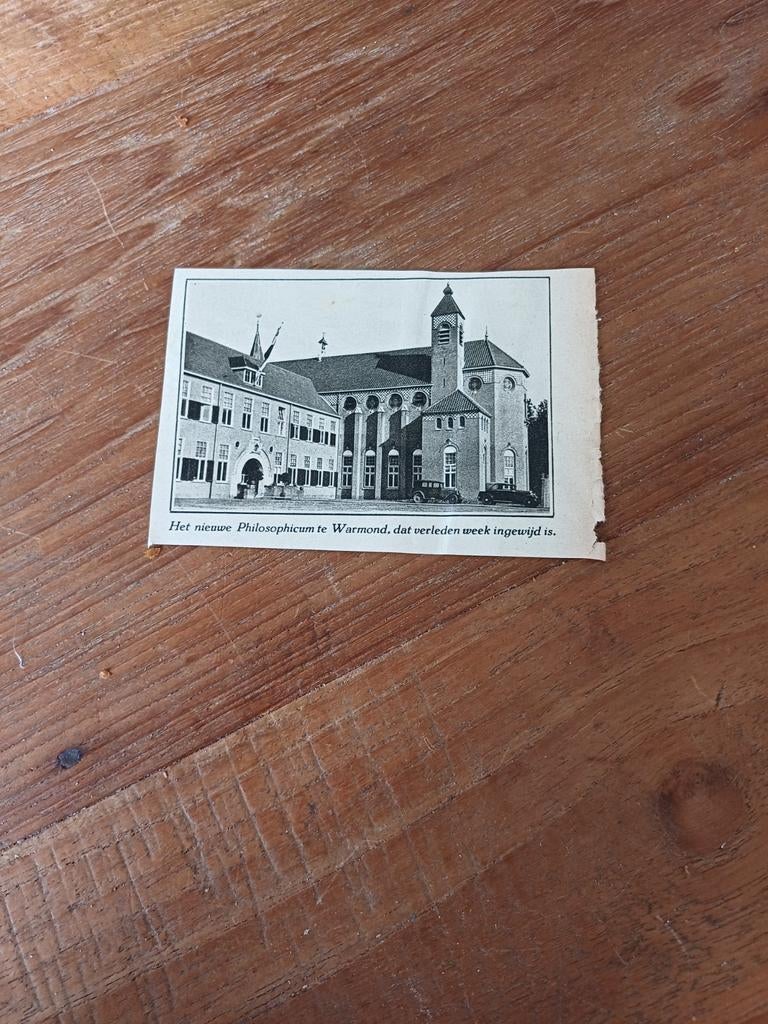 Knipsel nieuwe Philosiphicum Warmond 1930, Ophalen of Verzenden, 1920 tot 1940, Knipsel(s)