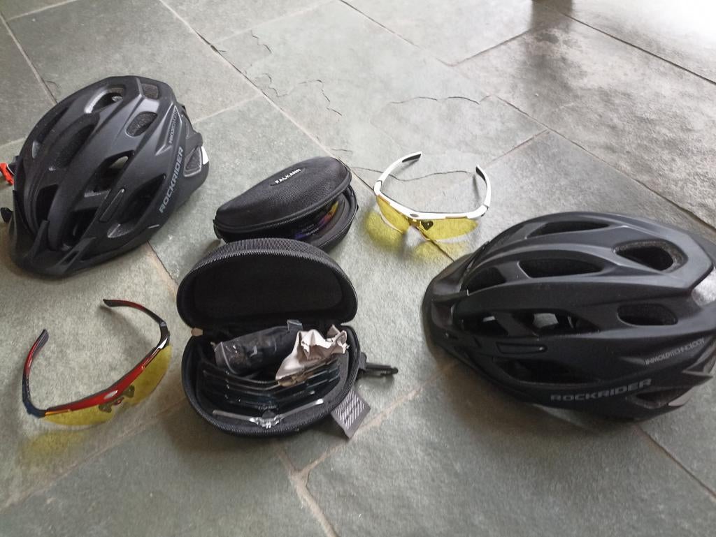 Fietshelmen Rockrider + Falkann Sportbrillen, Gebruikt, Overige maten, Ophalen of Verzenden, Rockrider, Falkann