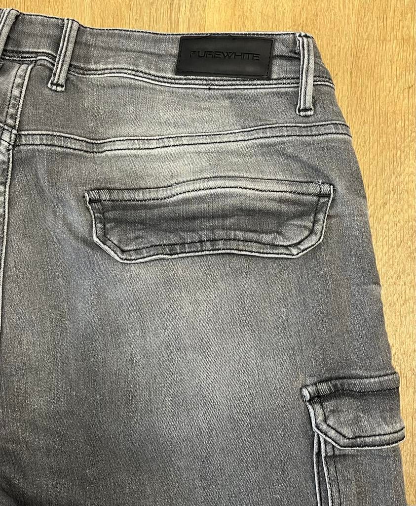 Purewhite The Jone skinny cargobroek grijs - Maat W36 L34, Ophalen of Verzenden, Zo goed als nieuw, Grijs, W36 - W38 (confectie 52/54)