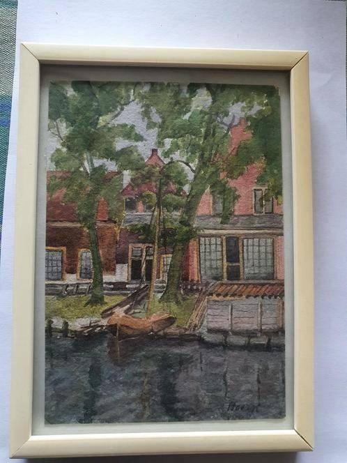 Aquarel 1885 Hoorn Frances Annie Eastwood Slapershaven 1 & 2, Ophalen