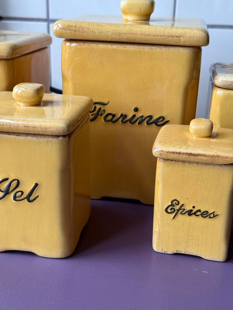 Franse Keukenpotten Set - Honingkleur, Antiek en Kunst, Ophalen of Verzenden