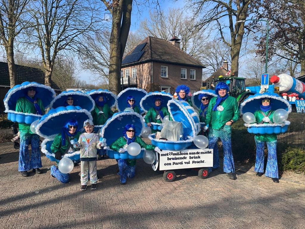 Fleurige loopgroep optocht schelpen, Kleding | Dames, Carnavalskleding en Feestkleding, Ophalen, Zo goed als nieuw, Maat 46/48 (XL) of groter