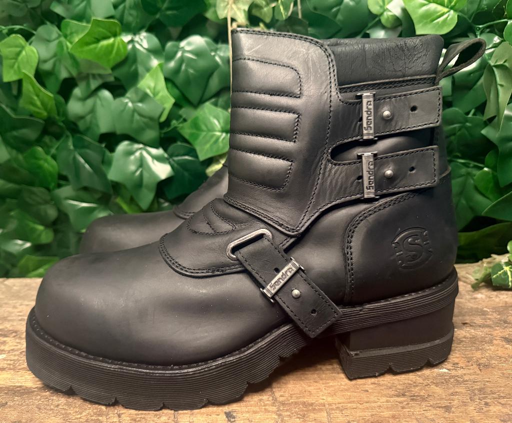 geweldig mooie vintage retro biker boots van Sendra maat 46, Sendra, Zwart, Boots, Nieuw