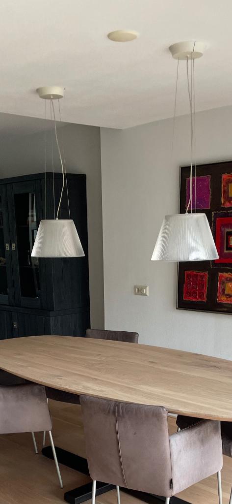 2 stuks Flos Romeo Moon S1 hanglamp, Ophalen, Gebruikt, Glas, Minder dan 50 cm