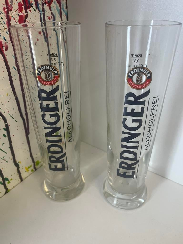 Erdinger bierglazen set van 2 glazen, Verzamelen, Ophalen of Verzenden, Zo goed als nieuw, Glas of Glazen, Overige merken