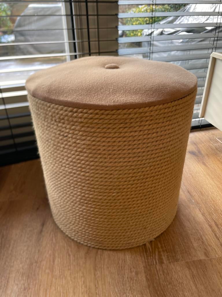 Krab en opberg ton, Huis en Inrichting, Banken | Voetenbanken en Poefen, Zo goed als nieuw, Minder dan 50 cm, Rond, Ophalen