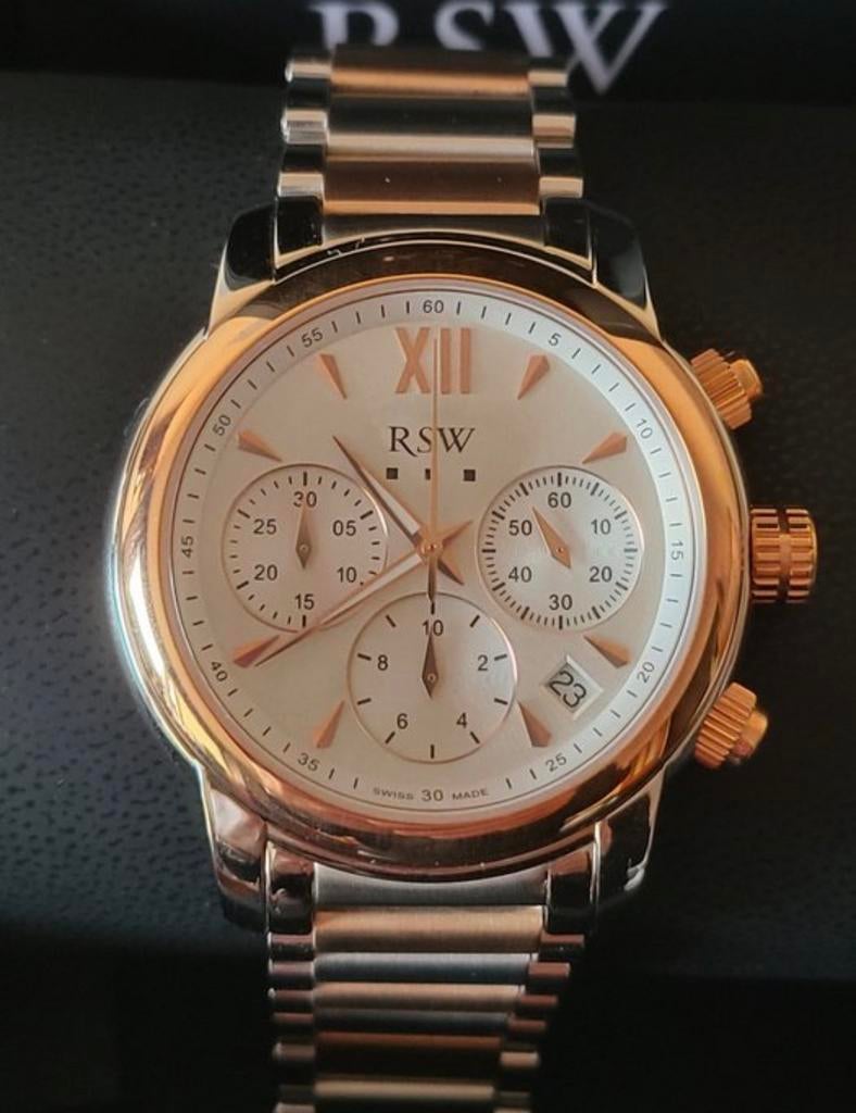 RSW Swiss Made Herenhorloge – Nieuwstaat – Safierglas –, Overige merken, Staal, Polshorloge, Nieuw