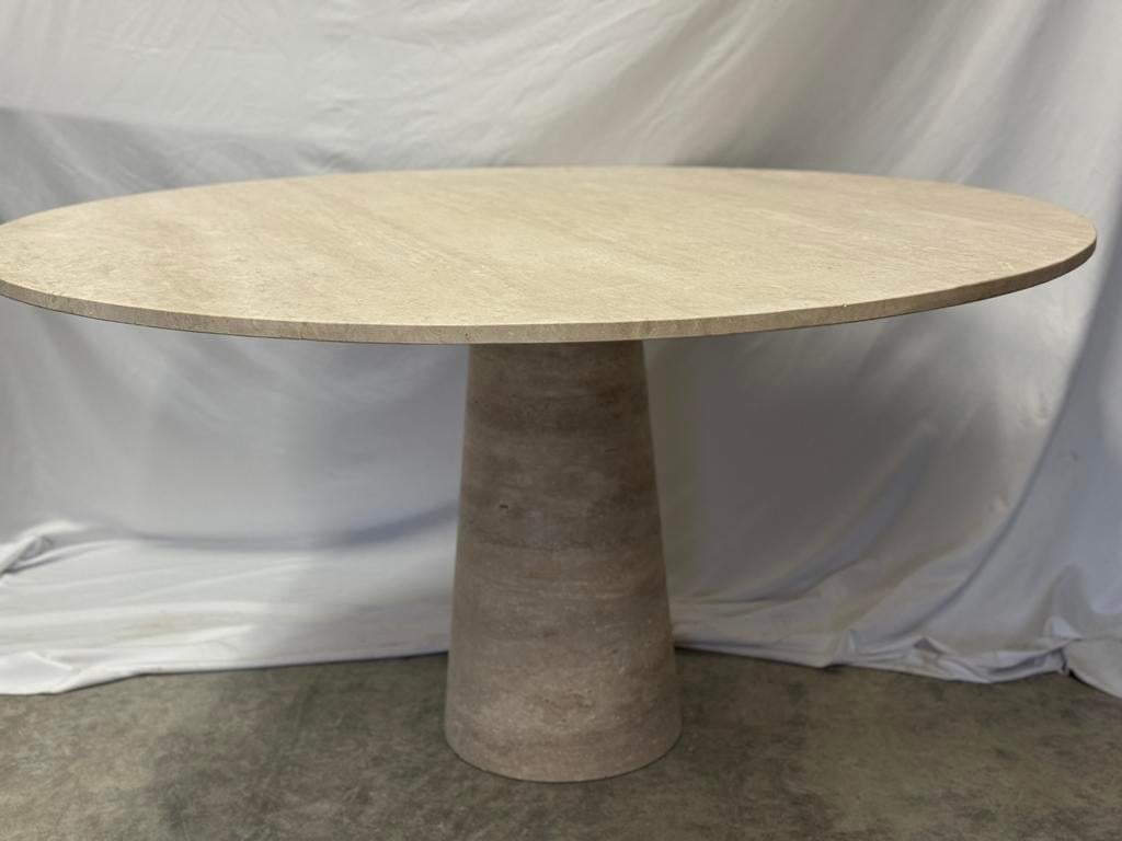 Travertin ronde eettafel nieuw 140 cm en 120 cm, Ophalen, 100 tot 150 cm, Rond, Nieuw