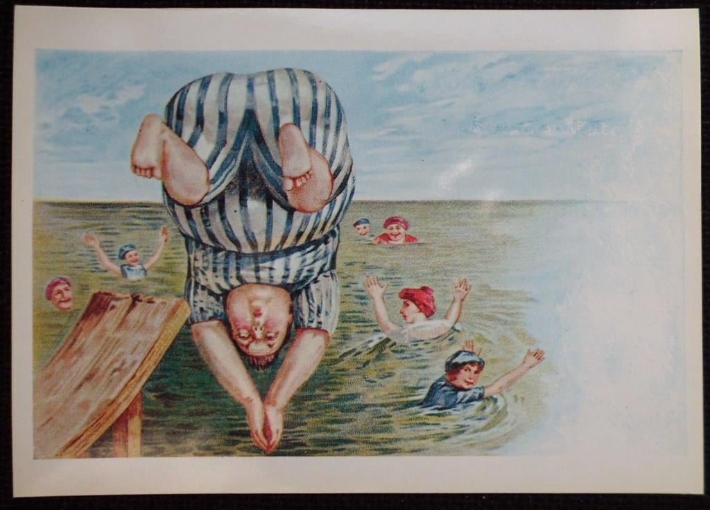 Dikke man duikt in zee - 78, Verzamelen, Ansichtkaarten | Themakaarten, Ophalen of Verzenden, 1980 tot heden, Ongelopen, Overige thema's