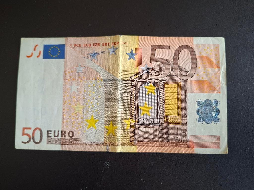 2002 Spanje 50 euro 1e serie Duisenberg printcode M005, Verzenden, Spanje, 50 euro, Los biljet