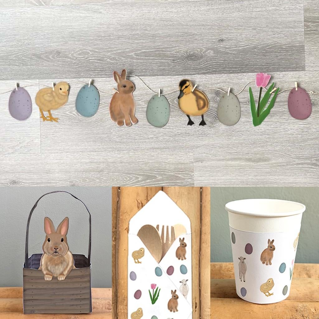 Paas printable set: Paasslinger, Paasmandje & tafeldecoratie, Kinderen en Baby's, Verzenden, Nieuw