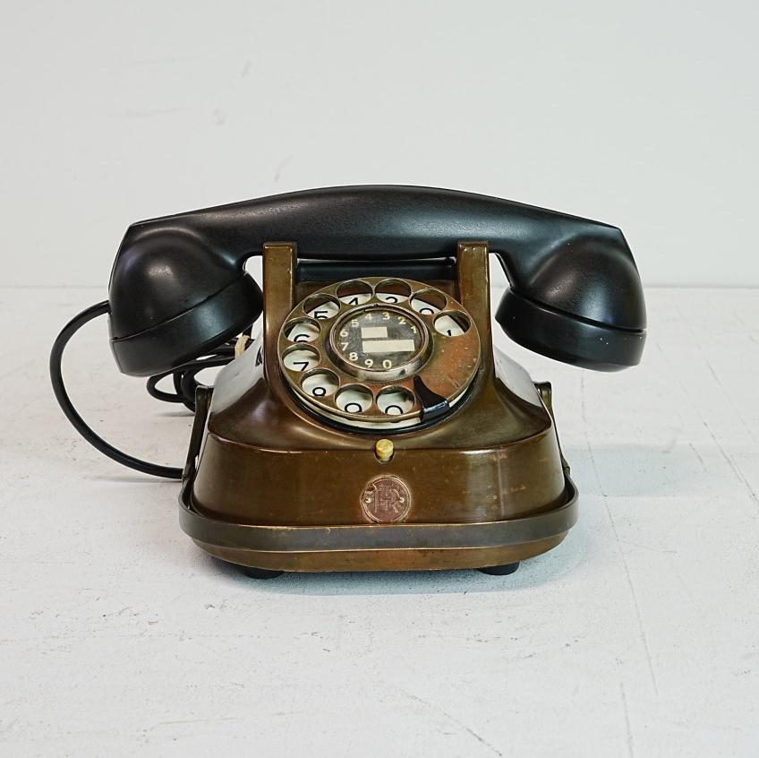 Vintage koperen draaischijf RTT telefoon uit 1956., Ophalen of Verzenden, Zo goed als nieuw, Met draaischijf