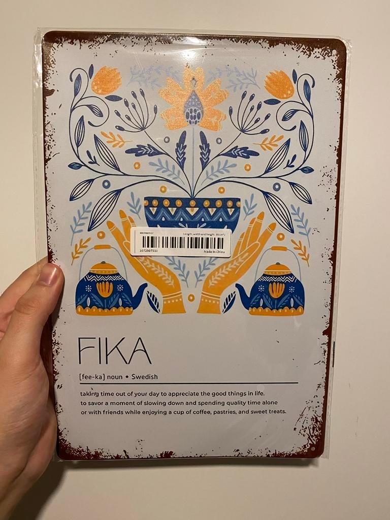 Fika wanddecoratie bord, Ophalen of Verzenden, Nieuw