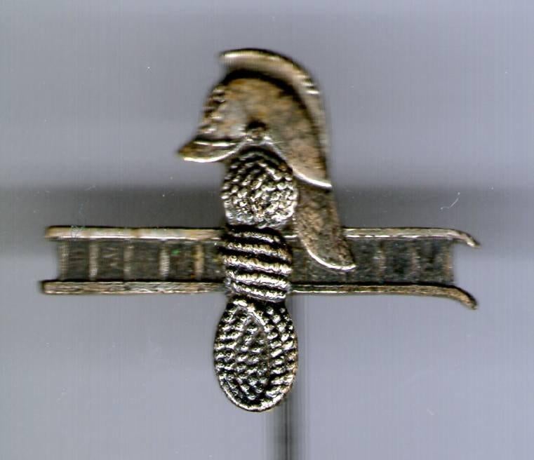 Brandweer helm, touw en ladder zilverkl speldje ( H_202 ), Verzamelen, Speldjes, Pins en Buttons, Verzenden, Nieuw, Stad of Land