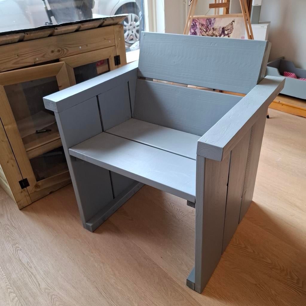 Steigerhouten stoel 60 cm zithoogte, Ophalen, Gebruikt