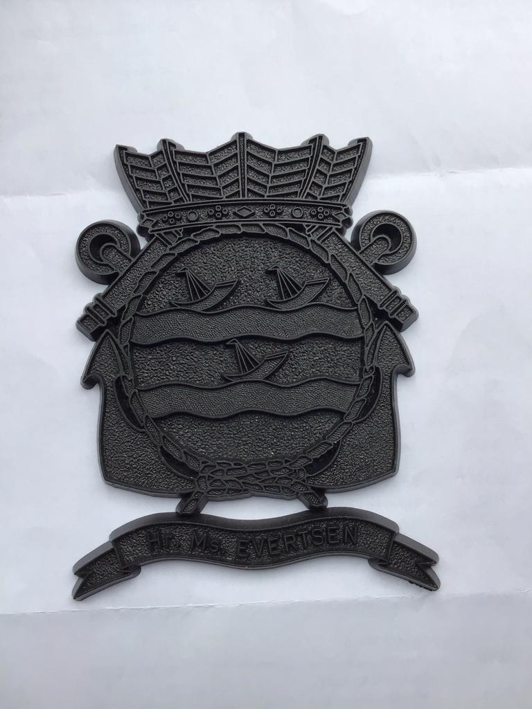 Wapenschild Hr. Ms. Evertsen - Marine Decoratie, Verzamelen, Dorpsweg Spankeren, Spelendehollander, Info@spelendehollander.nl