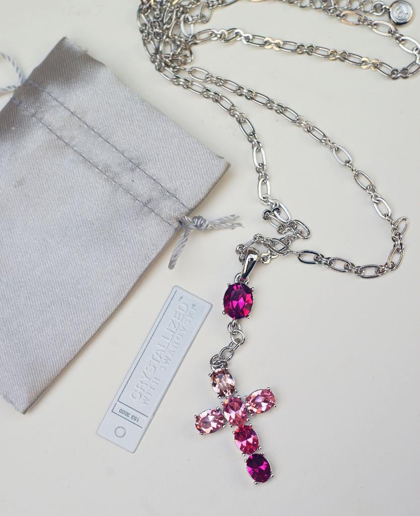 Swarovski Crystal Astrelle Jewels (ketting met kruis), Ophalen of Verzenden, Gebruikt, Zilver, Overige materialen