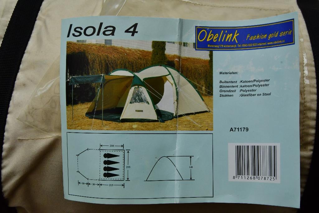 Obelink Isola 4  4p tent, Ophalen of Verzenden, Zo goed als nieuw, Tot en met 4