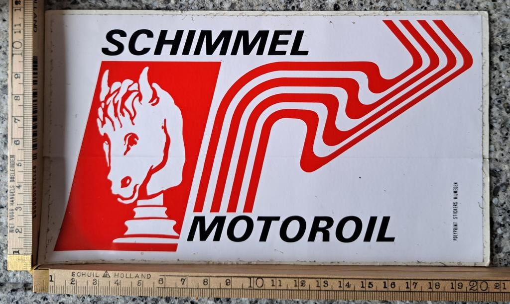 Vintage sticker Schimmel motoroil logo merk benzinestation, Ophalen of Verzenden, Zo goed als nieuw