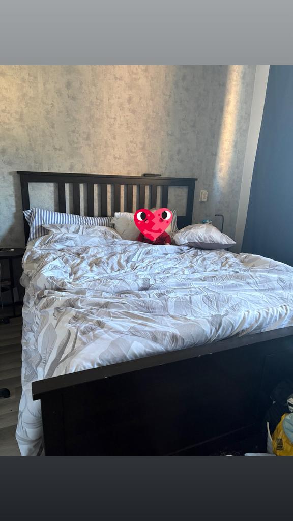 Ikea Hemnes bed 160x200 inclusief lattenbodems, Huis en Inrichting, Slaapkamer | Bedden, Ophalen, Wit, Tweepersoons, Zo goed als nieuw