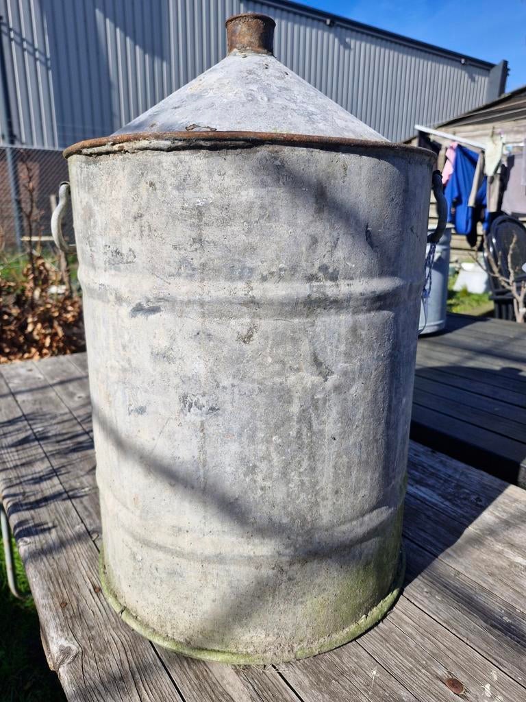 Zinken vat. Stoer industrieel brocante ton, Ophalen, Gebruikt, ., .