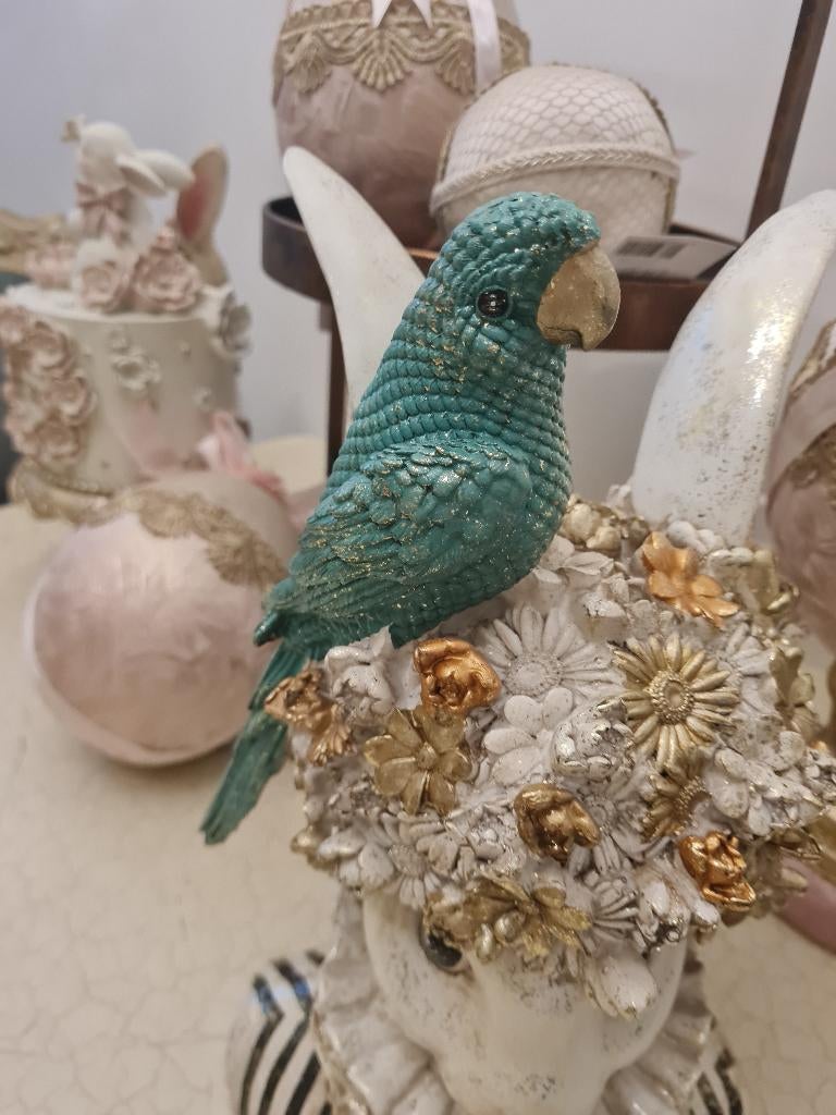 Grote barokke paashaas met papagaai, Diversen, Pasen, Heikant 21 Kaatsheuvel, Belle Vieille Brocante, Nieuw, Ophalen of Verzenden