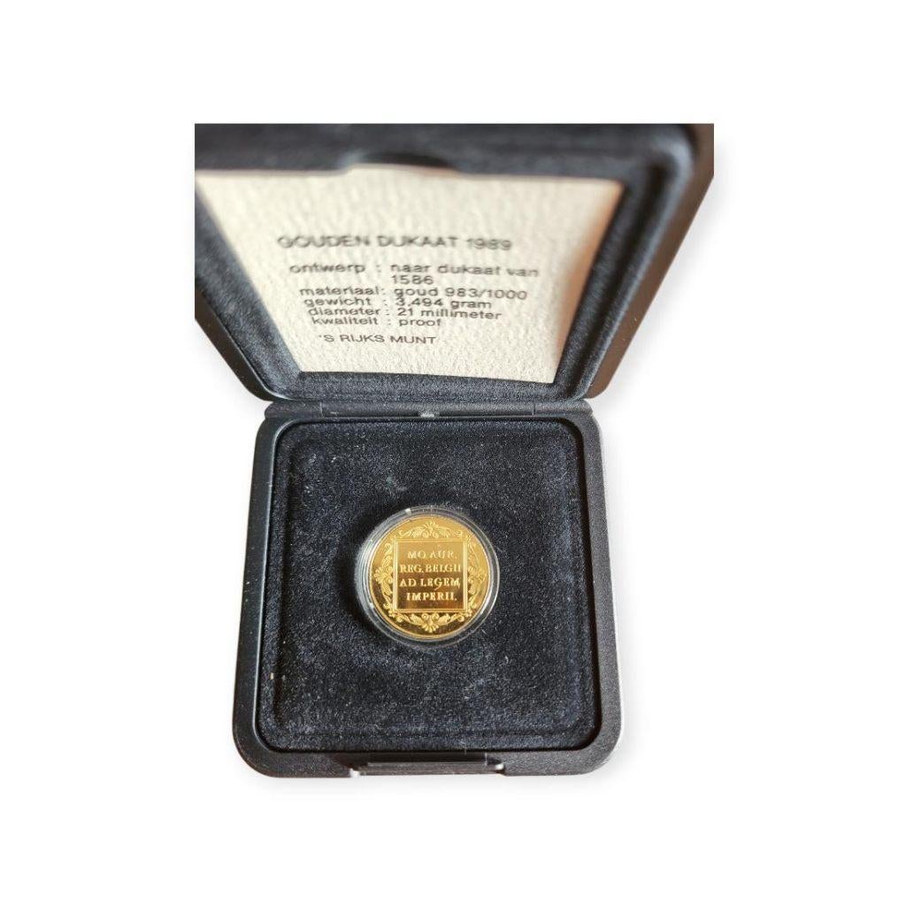 Nederland Gouden Dukaat 1989 in cassette, Postzegels en Munten, Ophalen of Verzenden, Goud
