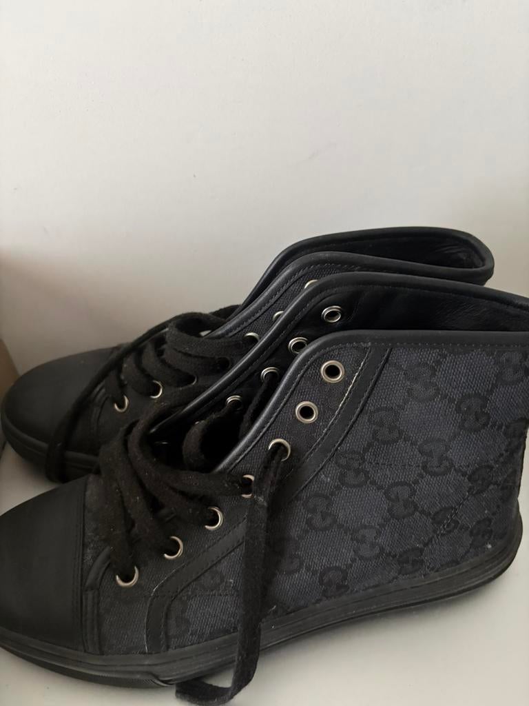 Gucci GG High-Top Sneakers Zwart – Maat 36 – Origineel, Zwart, Ophalen of Verzenden, Sneakers of Gympen, Zo goed als nieuw