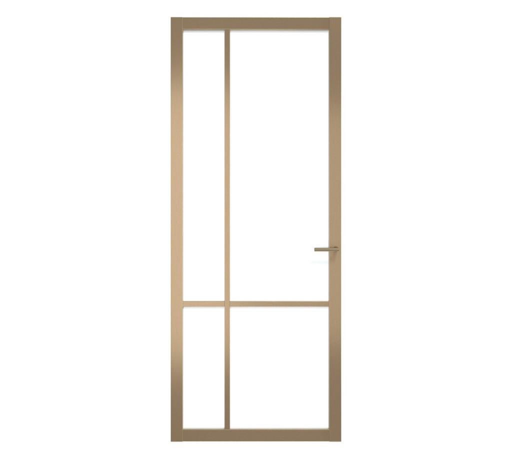 Binnendeur brons opdek 231,5 x 93 cm mat glas, Ophalen, 80 tot 100 cm, 215 cm of meer, Binnendeur