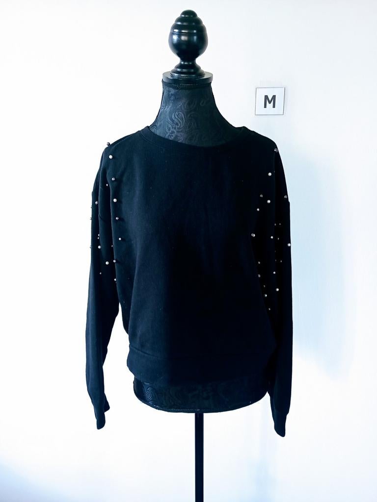 Trui. Sweater. Zwart. Met kralen. Maat M/38, Ophalen of Verzenden, Zo goed als nieuw, Maat 38/40 (M), Zwart