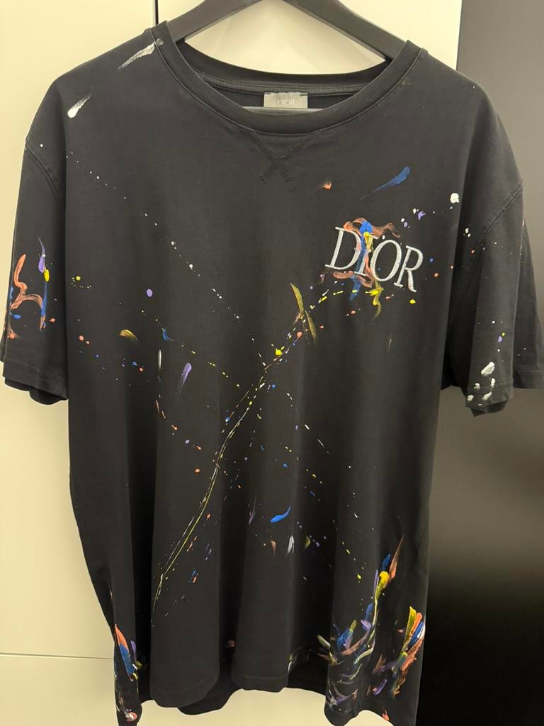 Dior Tshirt Met Gekleurde Verfspetters (Collab TravisScott), Ophalen of Verzenden, Nieuw, Maat 52/54 (L), Zwart