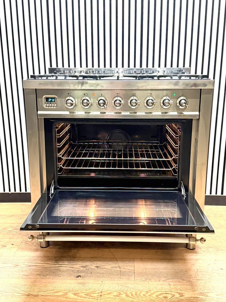 Luxe Boretti 6 pits RVS Multifunctioneel 90x60 cm, Fornello Esperta, Ophalen of Verzenden, Zo goed als nieuw, Energieklasse A of zuiniger