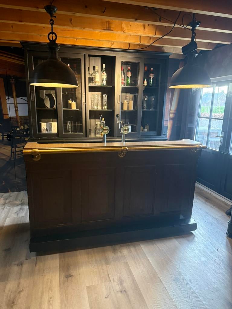 Chique zgan XL Zwarte barset bar toog cafe man cave kroeg, Ophalen of Verzenden, Zo goed als nieuw