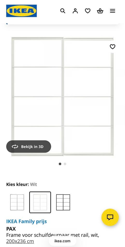 Ikea pax schuifdeuren met rail wit, Ophalen, Nieuw, 200 cm of meer, 200 cm of meer