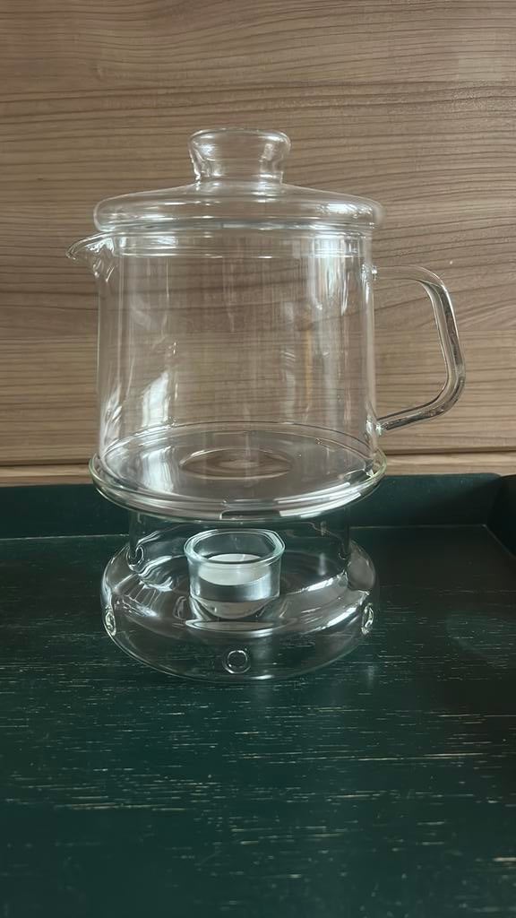 Douwe Egberts glazen theepot, glazen theelichtje/waxinelicht, Huis en Inrichting, Keuken | Servies, Overige typen, Ophalen of Verzenden