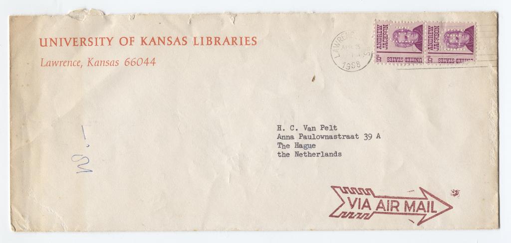 Envelop Amerika met postzegels met perfin, Verzenden, Envelop